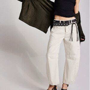 Free People Good Luck Barrel Jeans in Milk